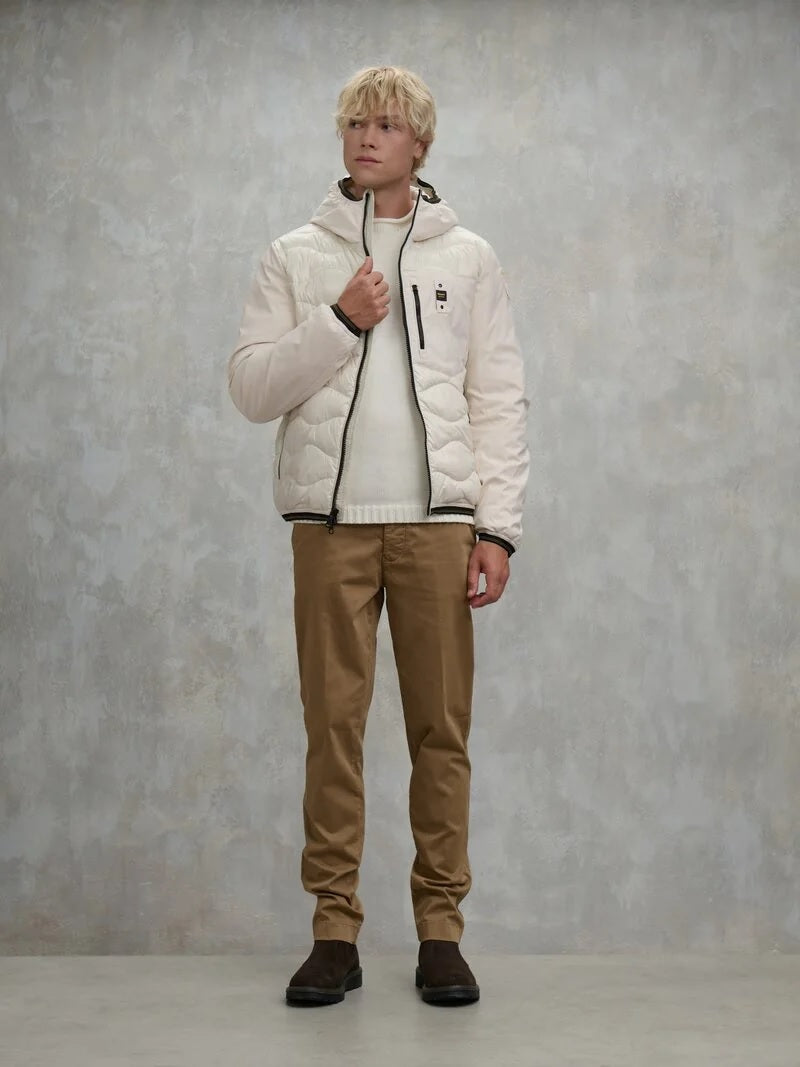 Piumino "Albert" bianco in Nylon Lucido e Neoprene