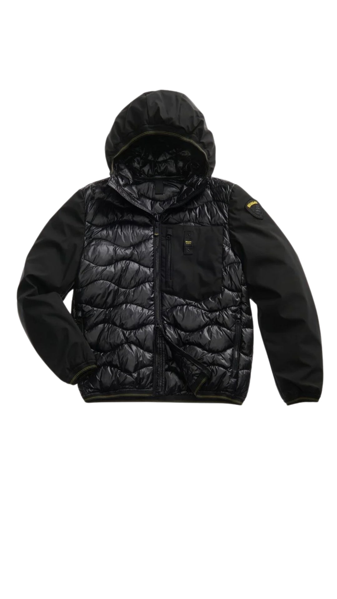 Piumino "Albert" nero in Nylon Lucido e Neoprene con Imbottitura Mista