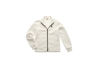 Felpa bianco "Halborn" in Neoprene con Zip e Tasche a Marsupio