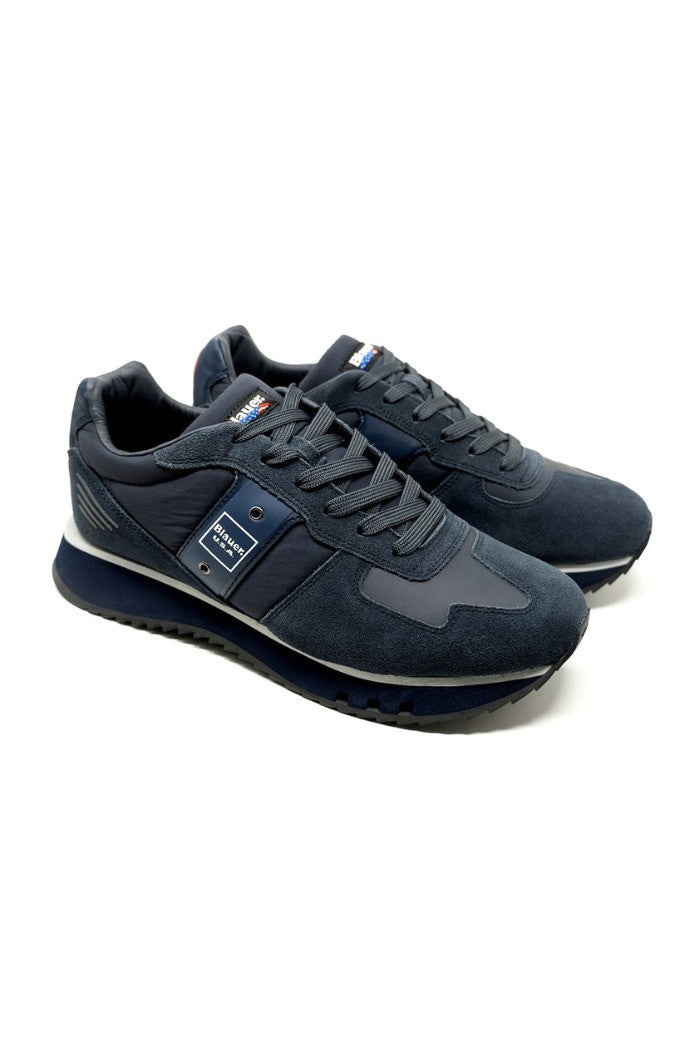Sneaker "Tokyo01Tas" Uomo Blu Navy in Pelle e Tessuto Tecnico