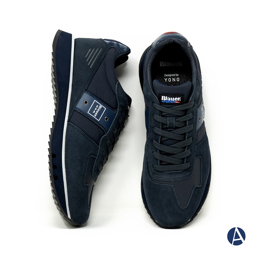 Sneaker "Tokyo01Tas" Uomo Blu Navy in Pelle e Tessuto Tecnico