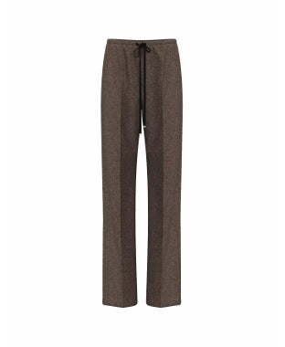 Pantaloni "Abilita" nocciola in flanella leggera misto lana