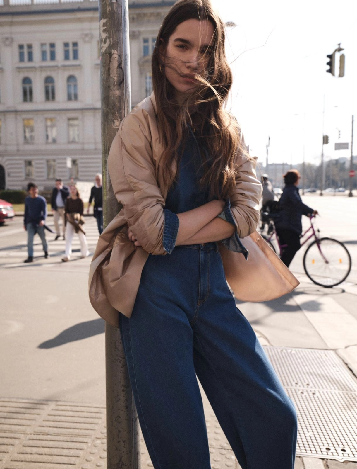 Camicia in Denim Blu Jeans "Bea" con Bottoni a Contrasto