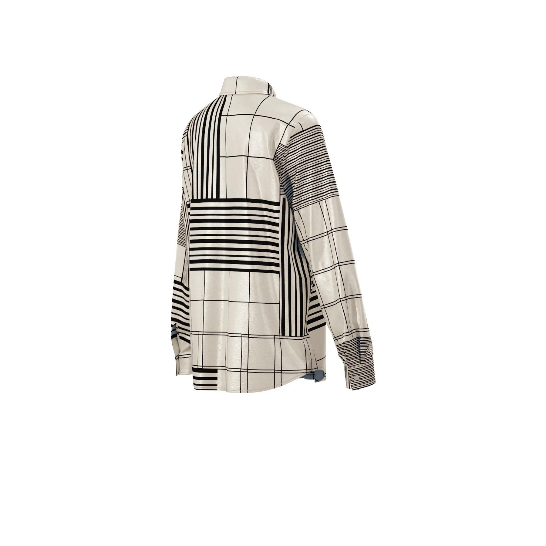 Camicia "Biagio" con Stampa Astratta su Fondo Burro in Twill Leggero