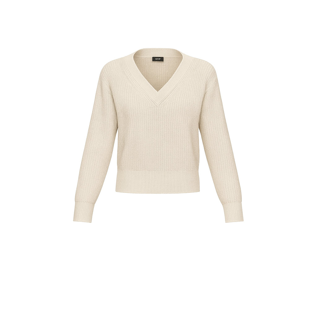 Maglia "Dimitri" Colore Cachè in Misto Lana e Cashmere con Scollo a V