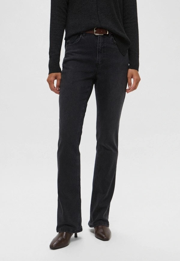 Jeans "Felce" in denim nero stone slim flare