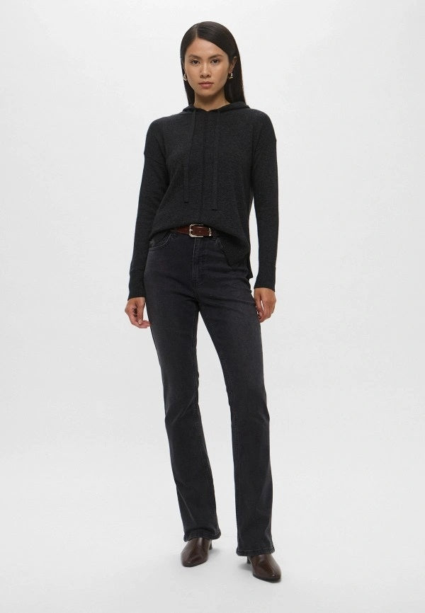 Jeans "Felce" in denim nero stone slim flare