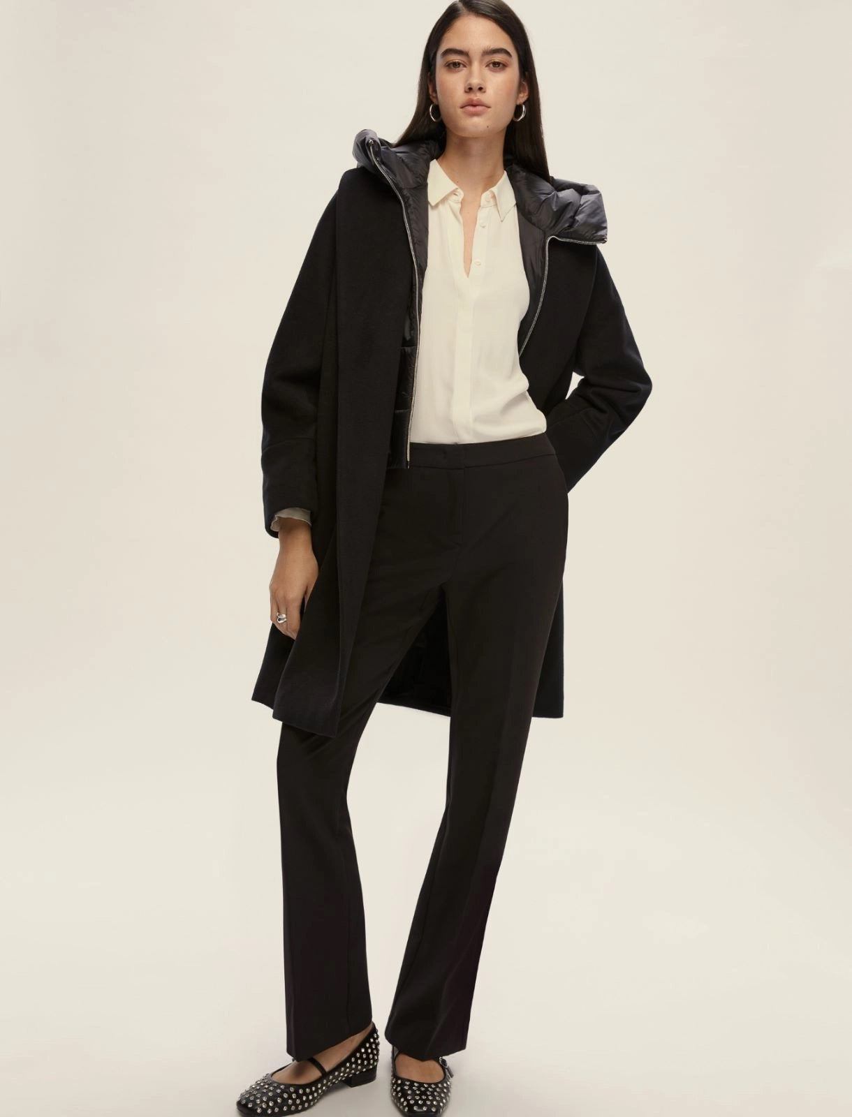 Pantalone Flare Stretch "Franca" Nero con Linea Aderente