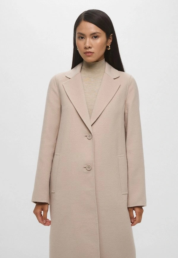 Cappotto "Frine" in Tessuto Double con Linea Dritta color cachà