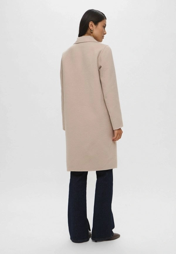 Cappotto "Frine" in Tessuto Double con Linea Dritta color cachà