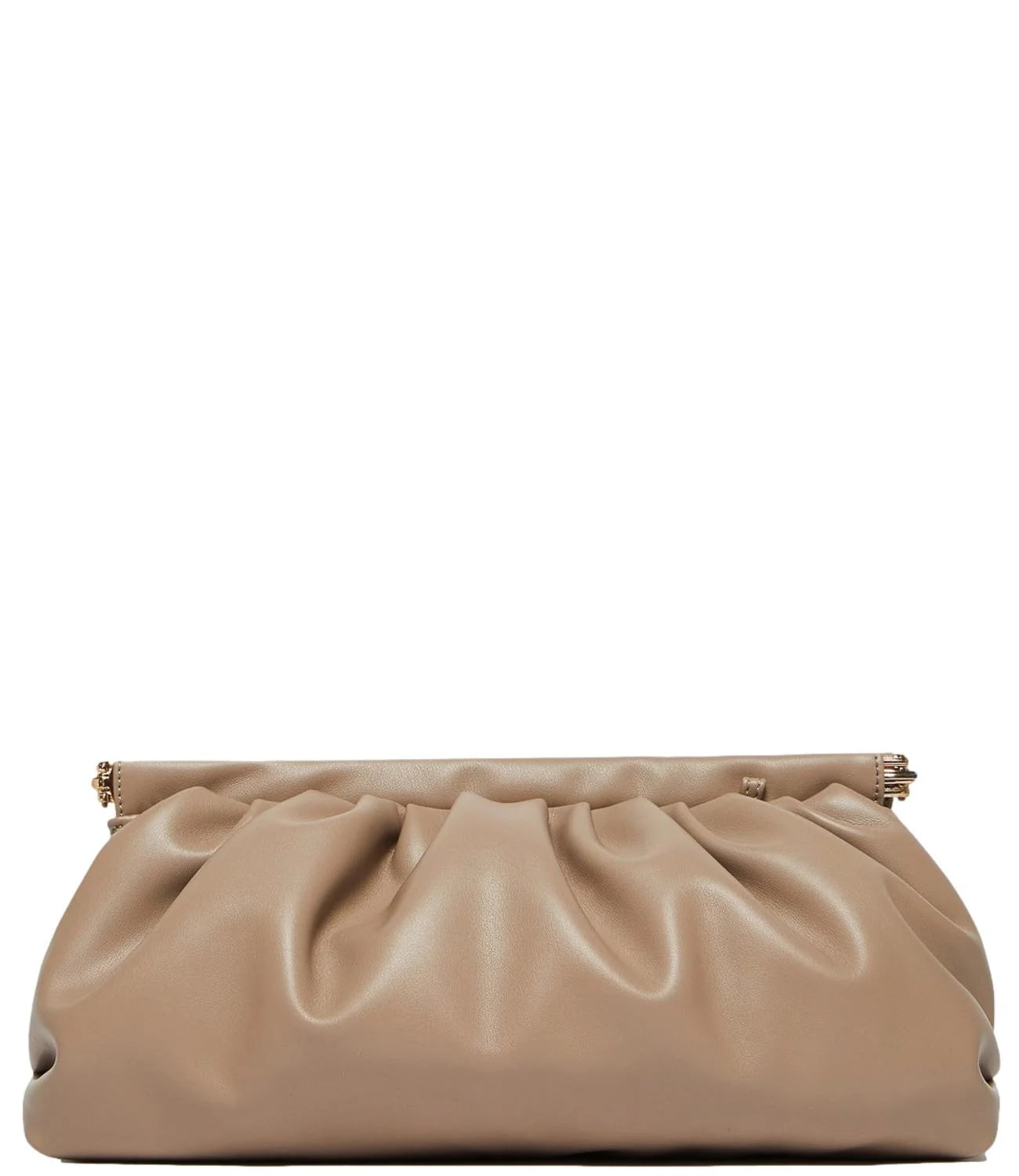 Pouch Morbida "Gloria" Beige con Tracolla in Catena Dorata