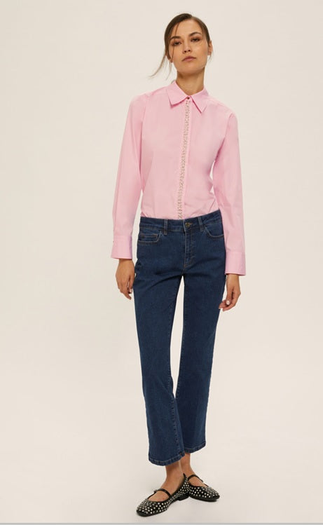 Jeans "Ibisco" in Denim blu medio di Cotone Stretch
