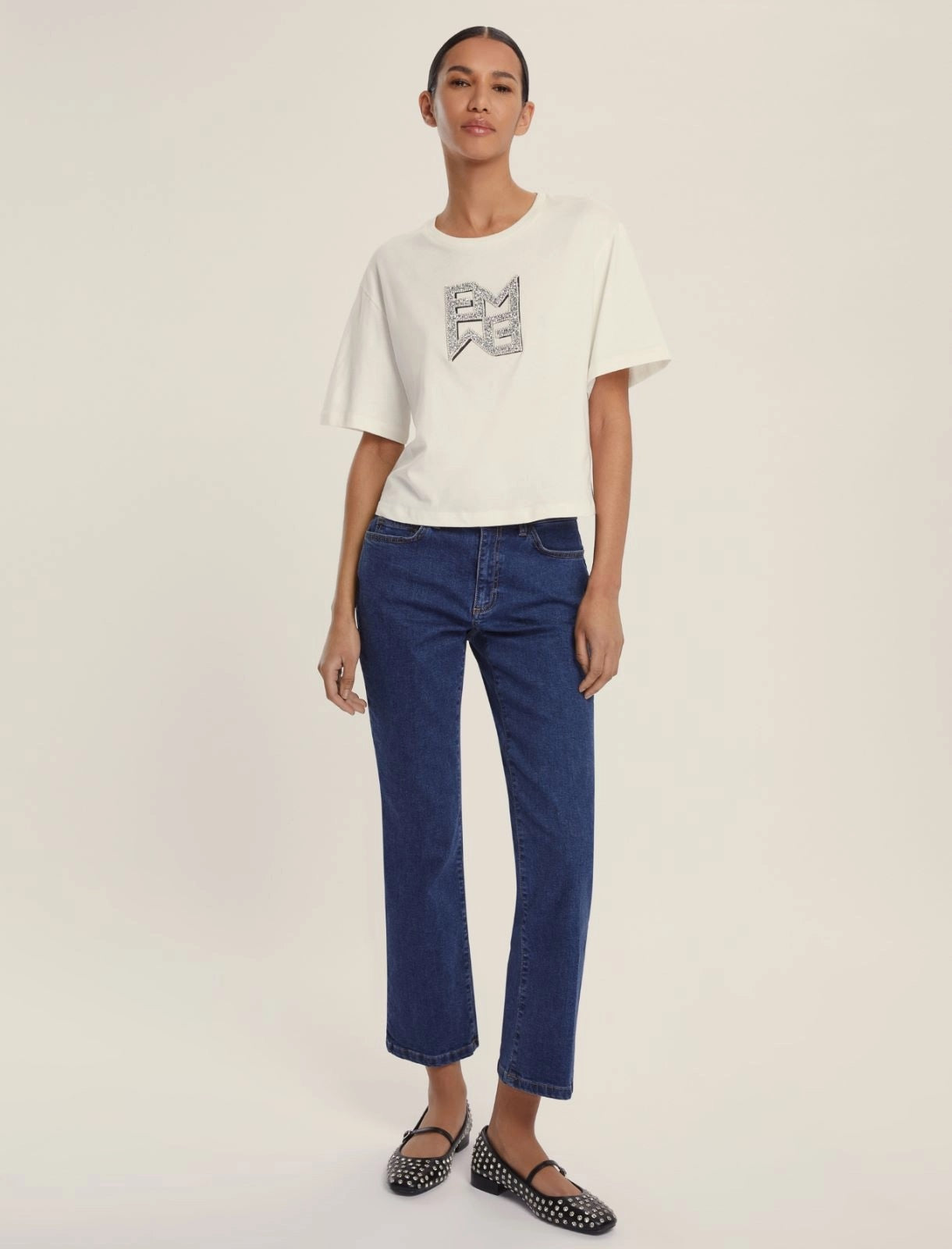 Jeans "Ibisco" in Denim blu medio di Cotone Stretch