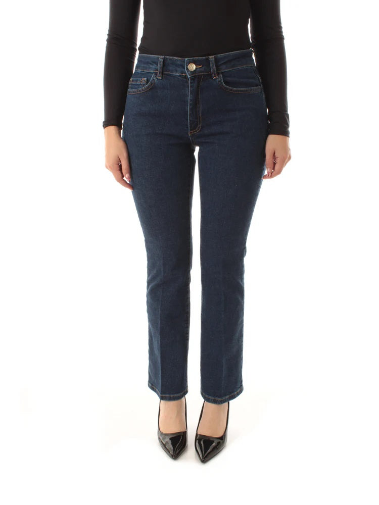 Jeans "Ibisco" in Denim blu medio di Cotone Stretch