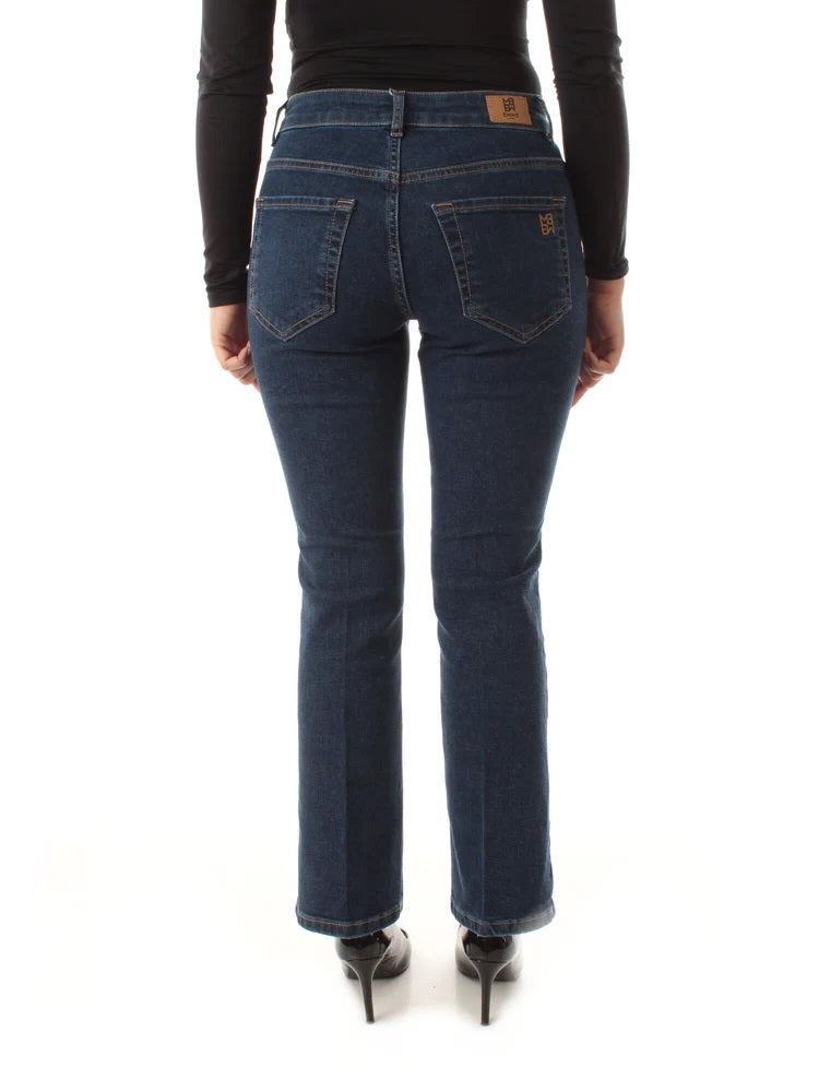 Jeans "Ibisco" in Denim blu medio di Cotone Stretch