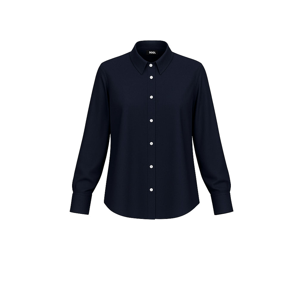 Camicia "Naples" blu in raso leggero stretch