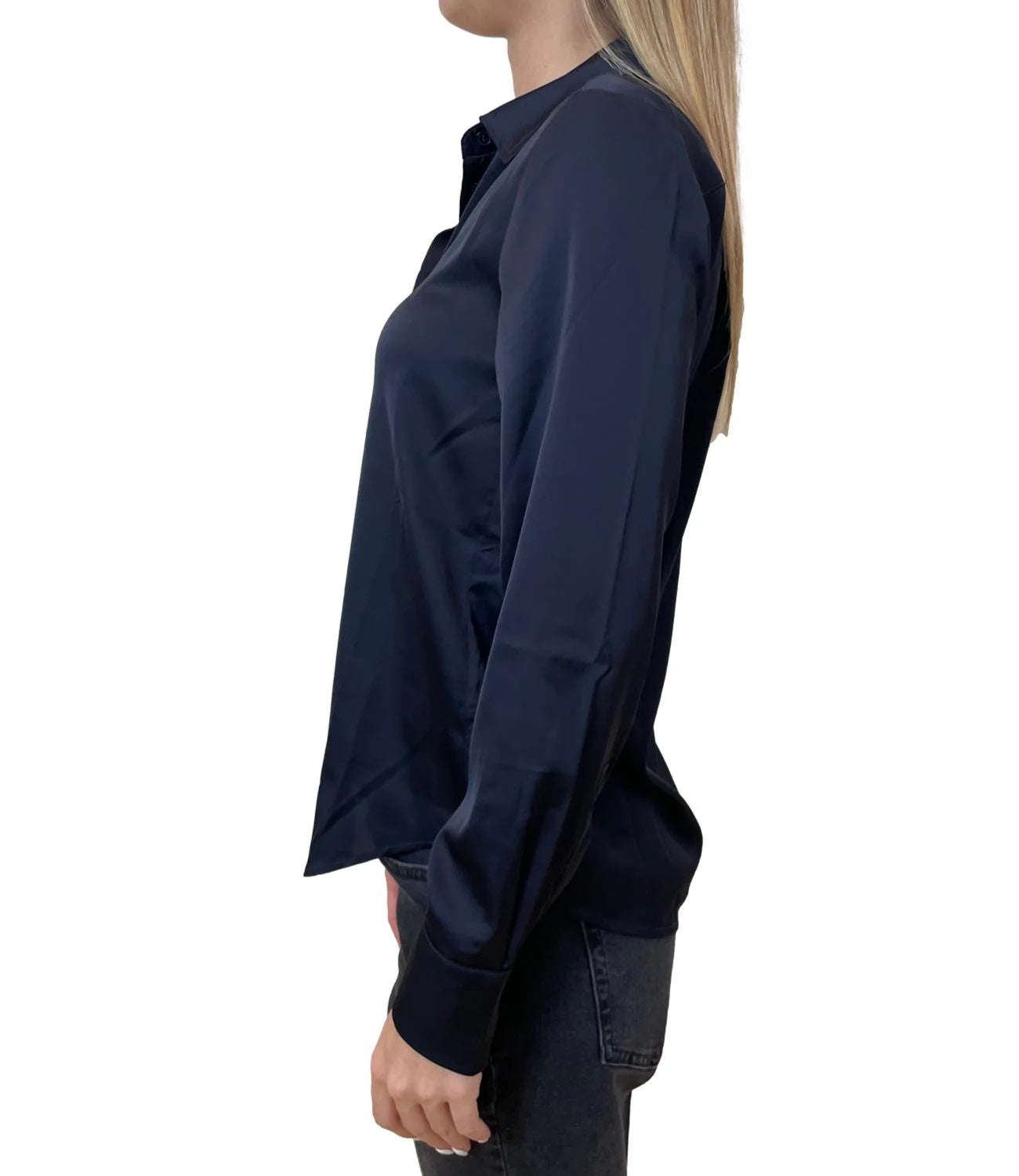 Camicia "Naples" blu in raso leggero stretch