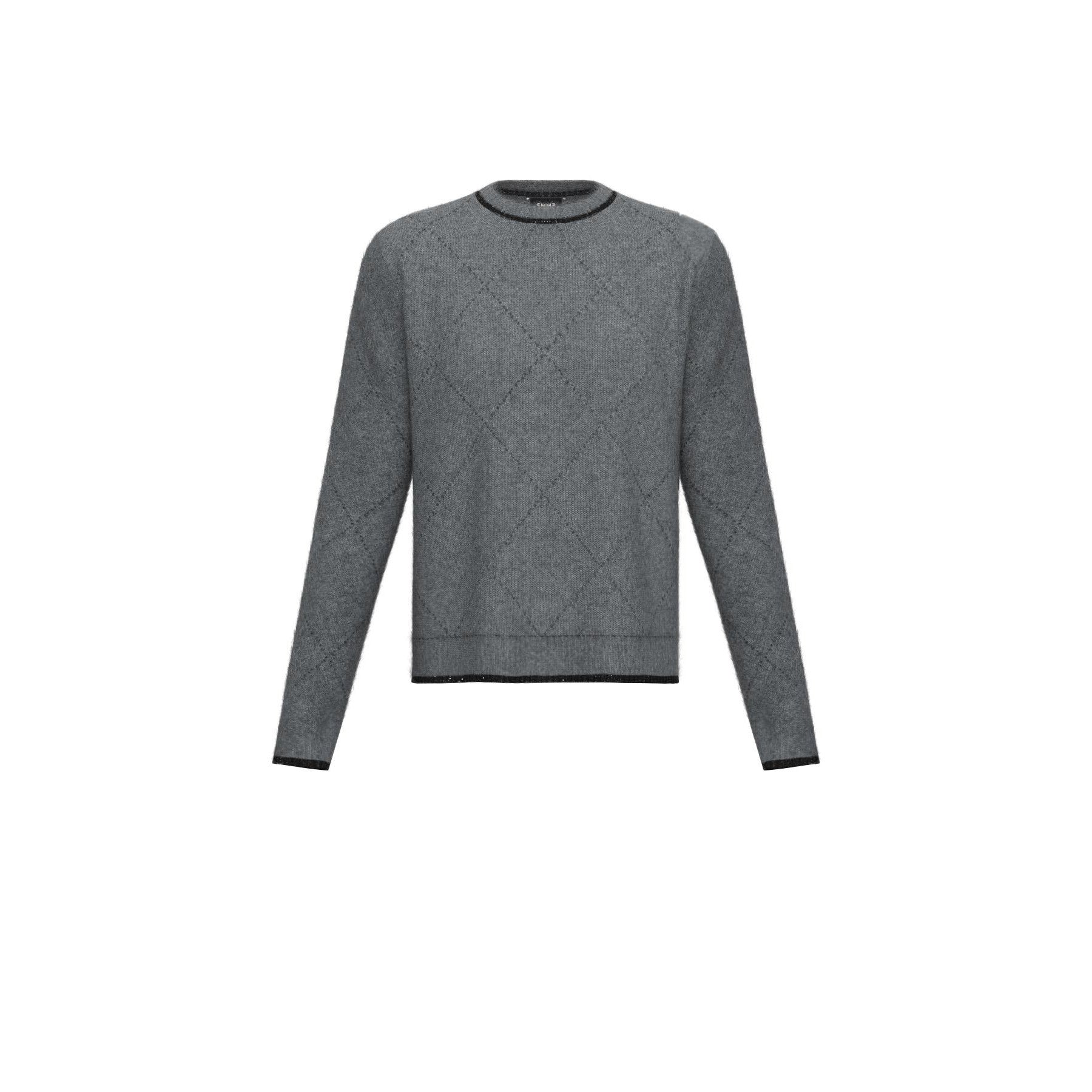 Maglia "Nuvola" grigia in misto lana con lurex e scollo rialzato