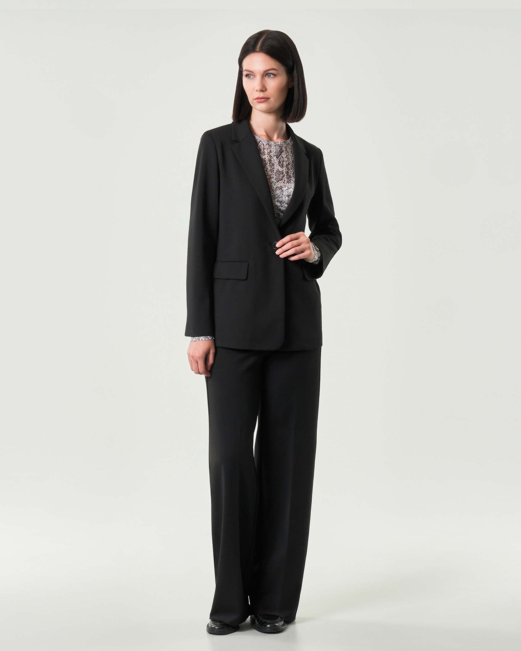 Giacca "Reims1" Nera in Interlock Stretch con Collo Revers