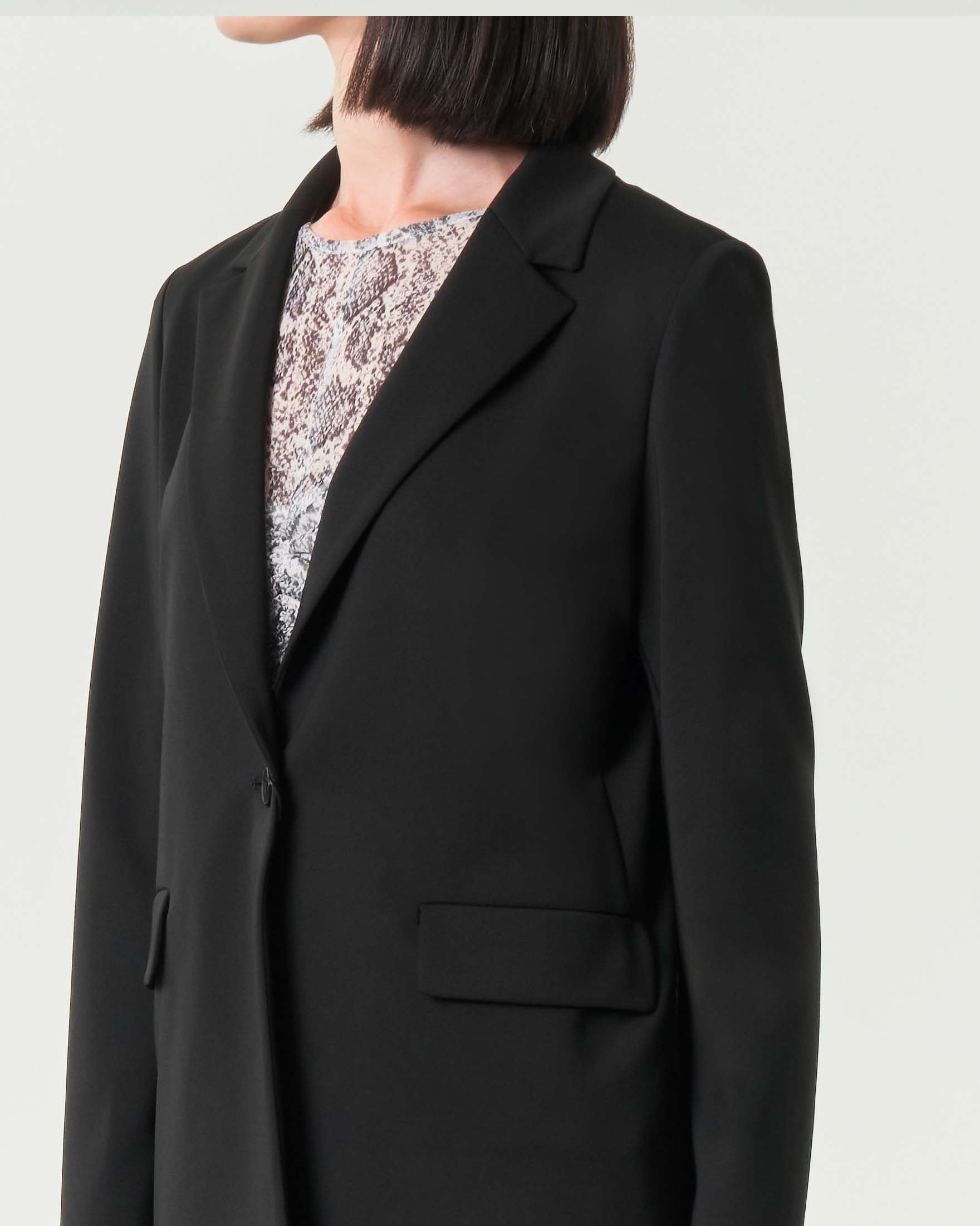 Giacca "Reims1" Nera in Interlock Stretch con Collo Revers
