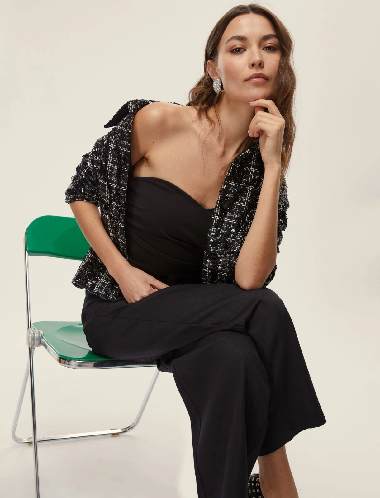 Top bustier "Vagone" Nero in Jersey Stretch con Scollo a Cuore