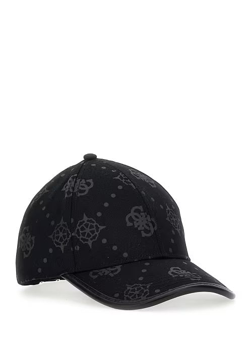 Cappellino Nero con Stampa Monogram All-Over