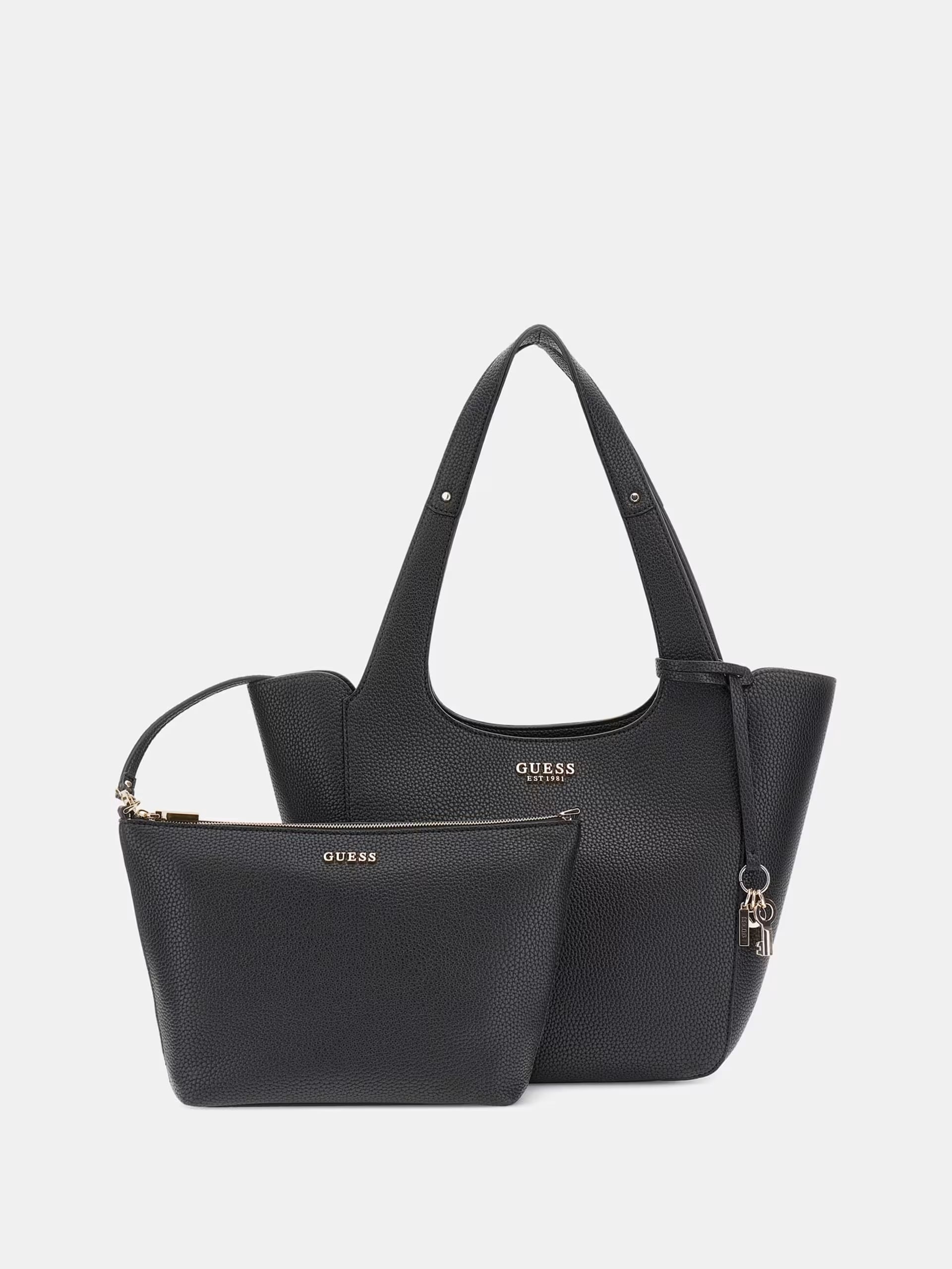 Shopper "Calista" Nera in Similpelle con Pochette Interna e Charm