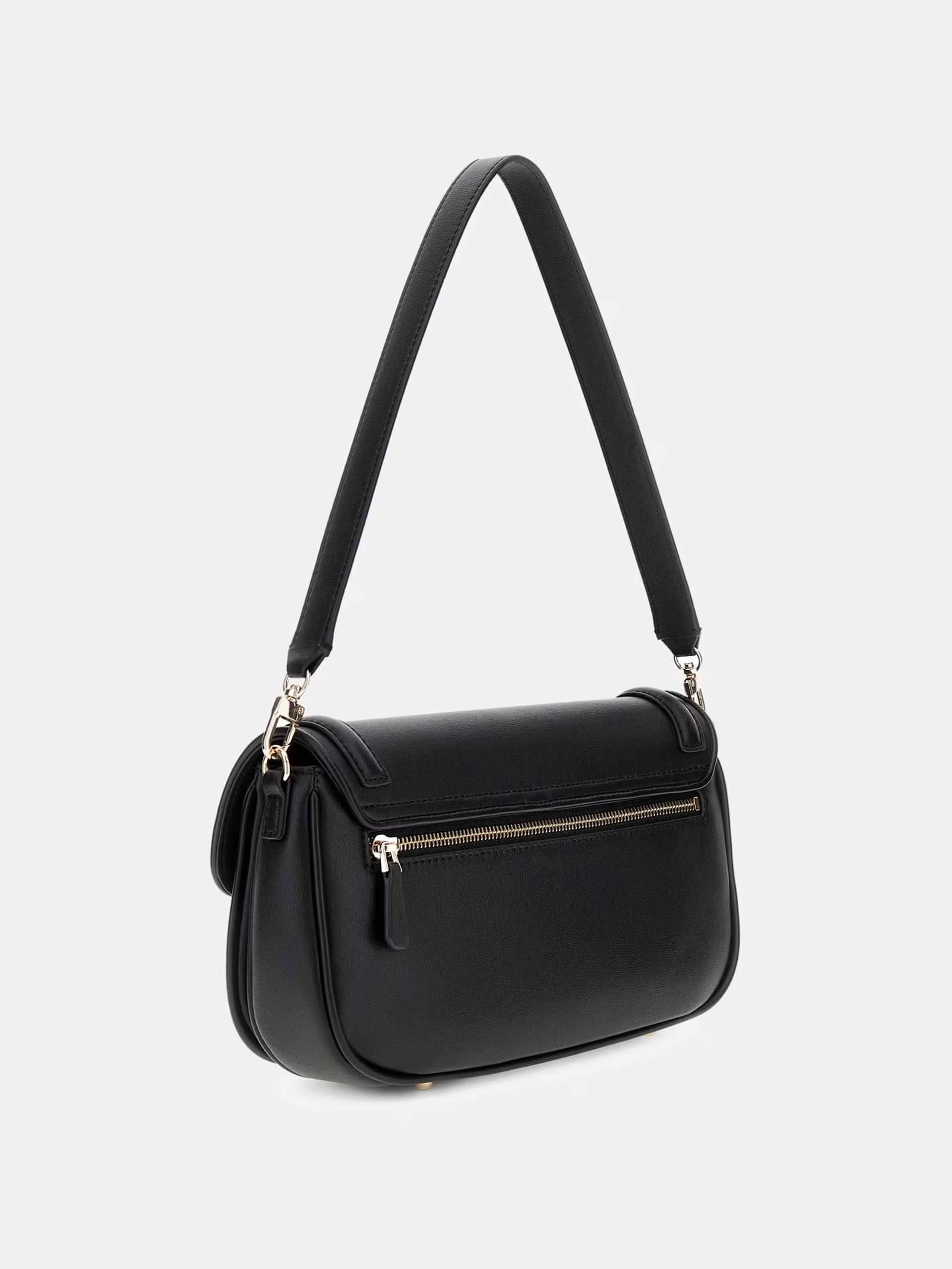 Borsa a Spalla "Dea Flap Shoulder Bag" Nera con Logo G e Tracolla
