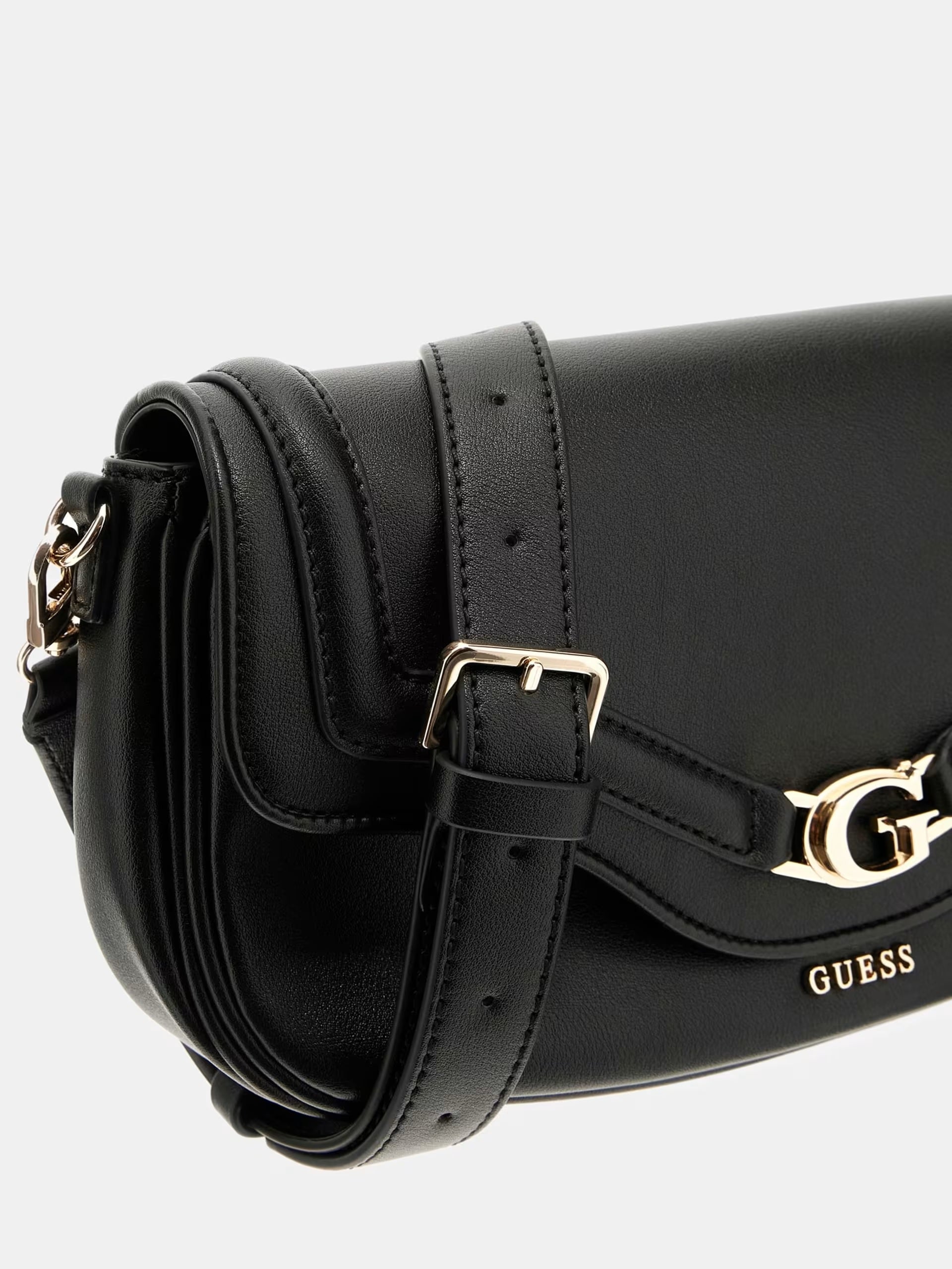 Borsa a Spalla "Dea Flap Shoulder Bag" Nera con Logo G e Tracolla