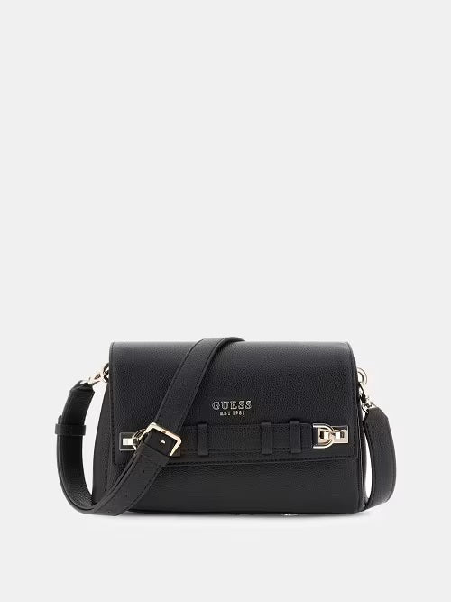 Borsa "Gregoria Flap Crossbody" Nera in Similpelle con Dettagli Dorati