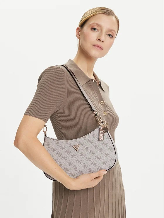 Borsa a spalla "Noelle II Top Zip Shoulder Bag" Dark Taupe con Logo