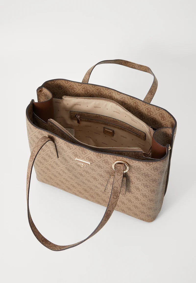 Borsa shopper "Meridian II Girlfriend Tote" Latte con Logo All-Over