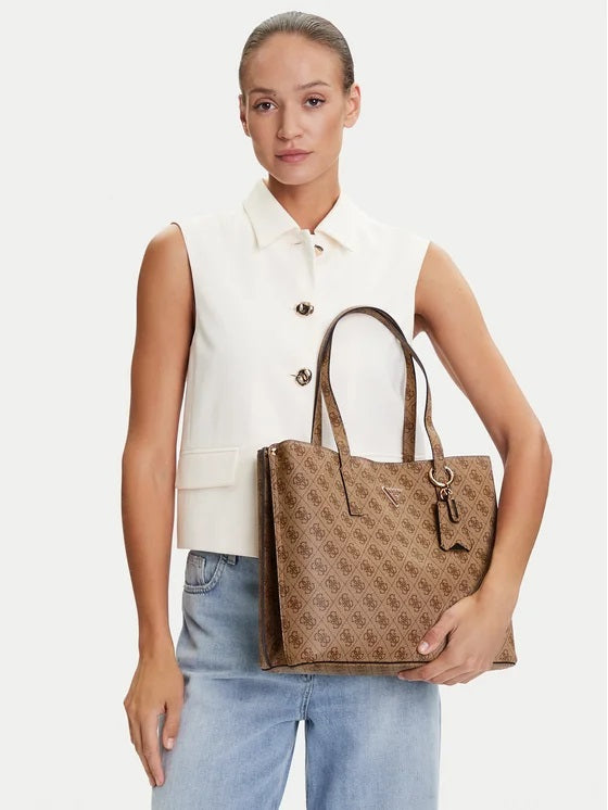 Borsa shopper "Meridian II Girlfriend Tote" Latte con Logo All-Over