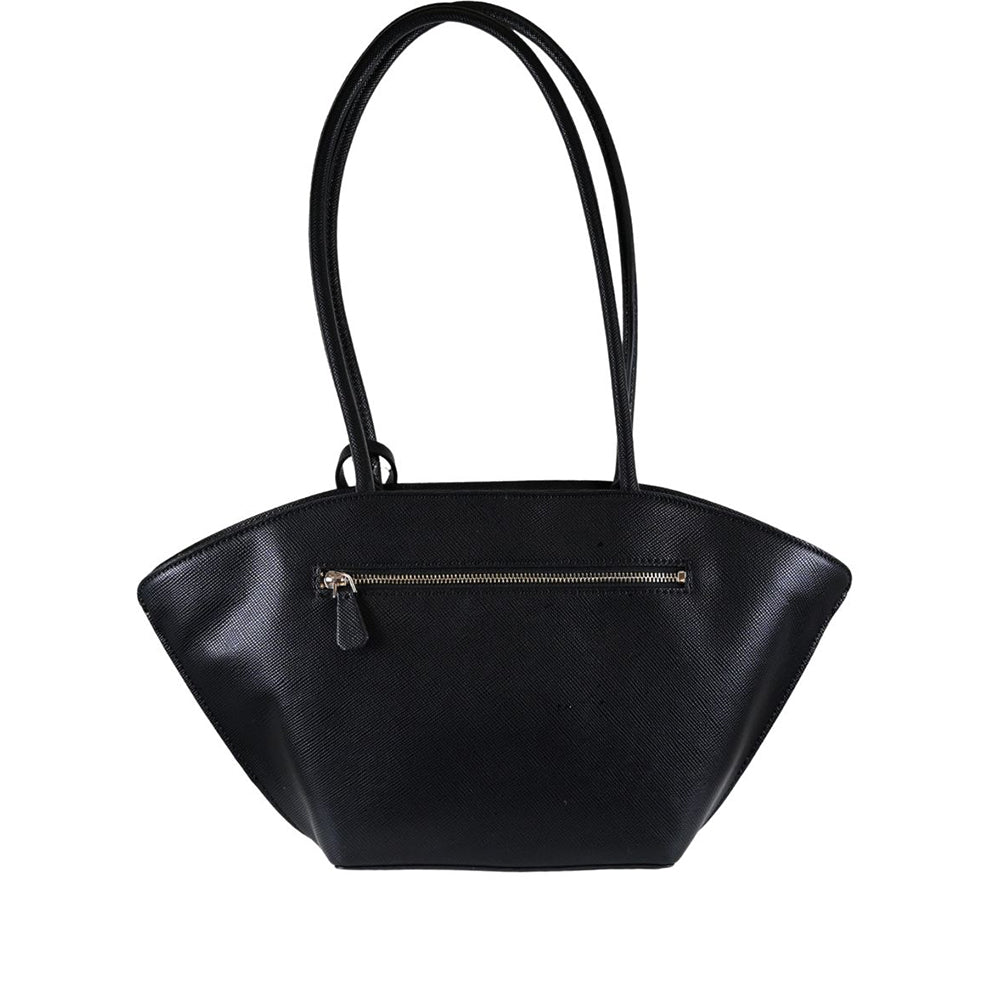 Borsa a spalla nera "Bolena" con Charm Cuore e Logo