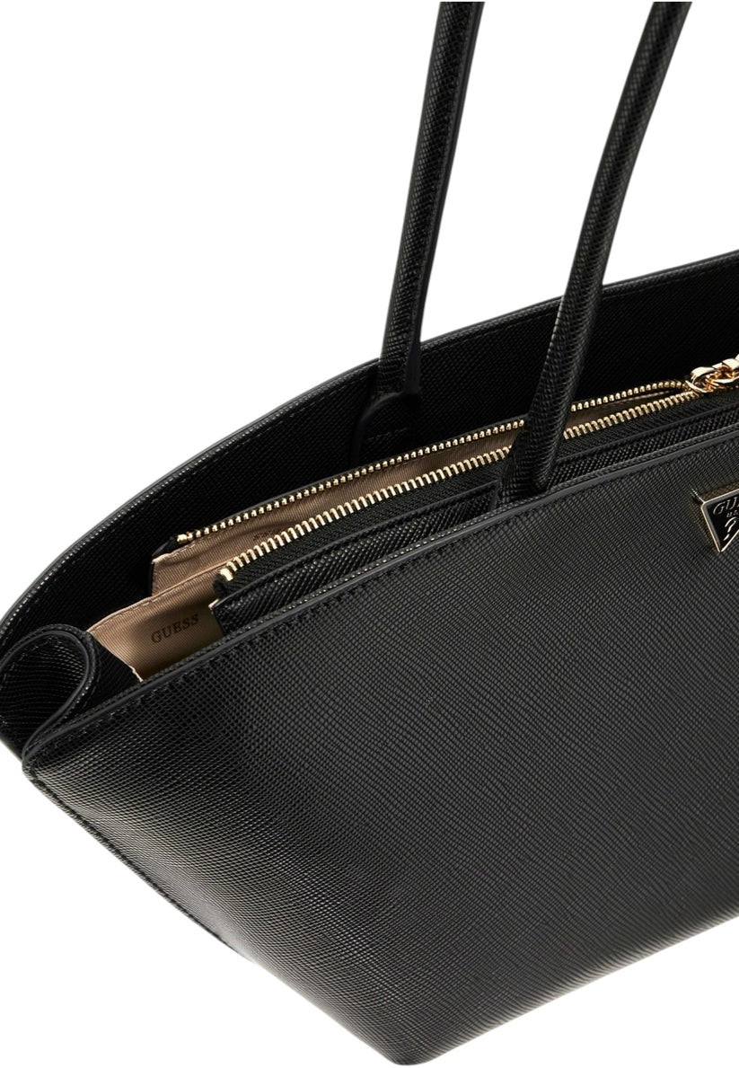 Borsa a spalla nera "Bolena" con Charm Cuore e Logo