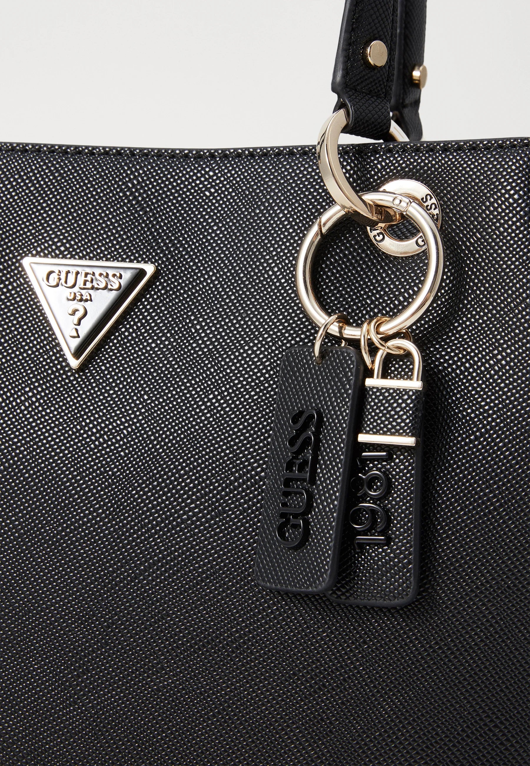 Borsa Tote "Noelle II" Nera in Saffiano con Charm Logato