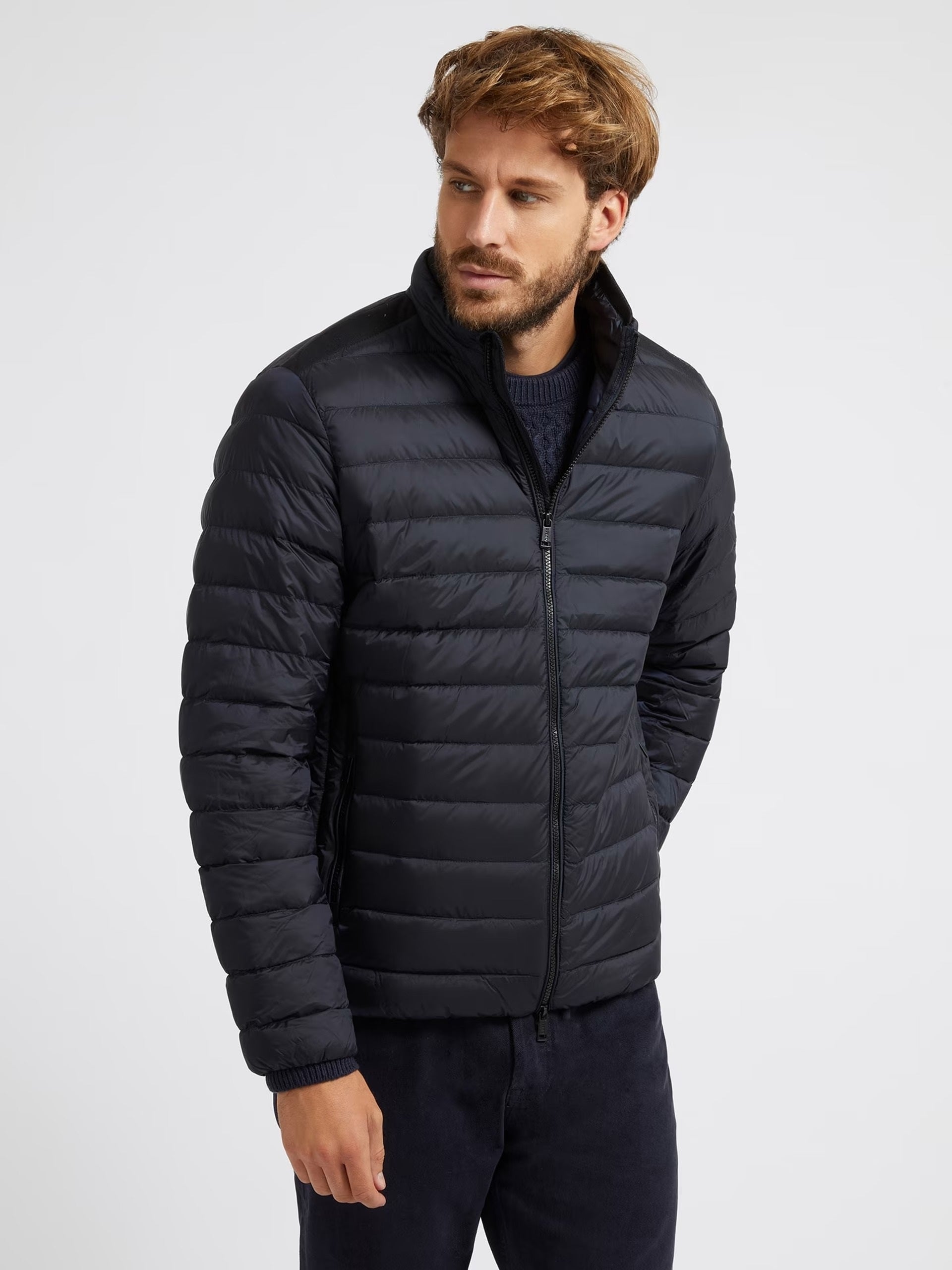 Piumino Blu Regular Fit con Zip e Imbottitura certificata RDS