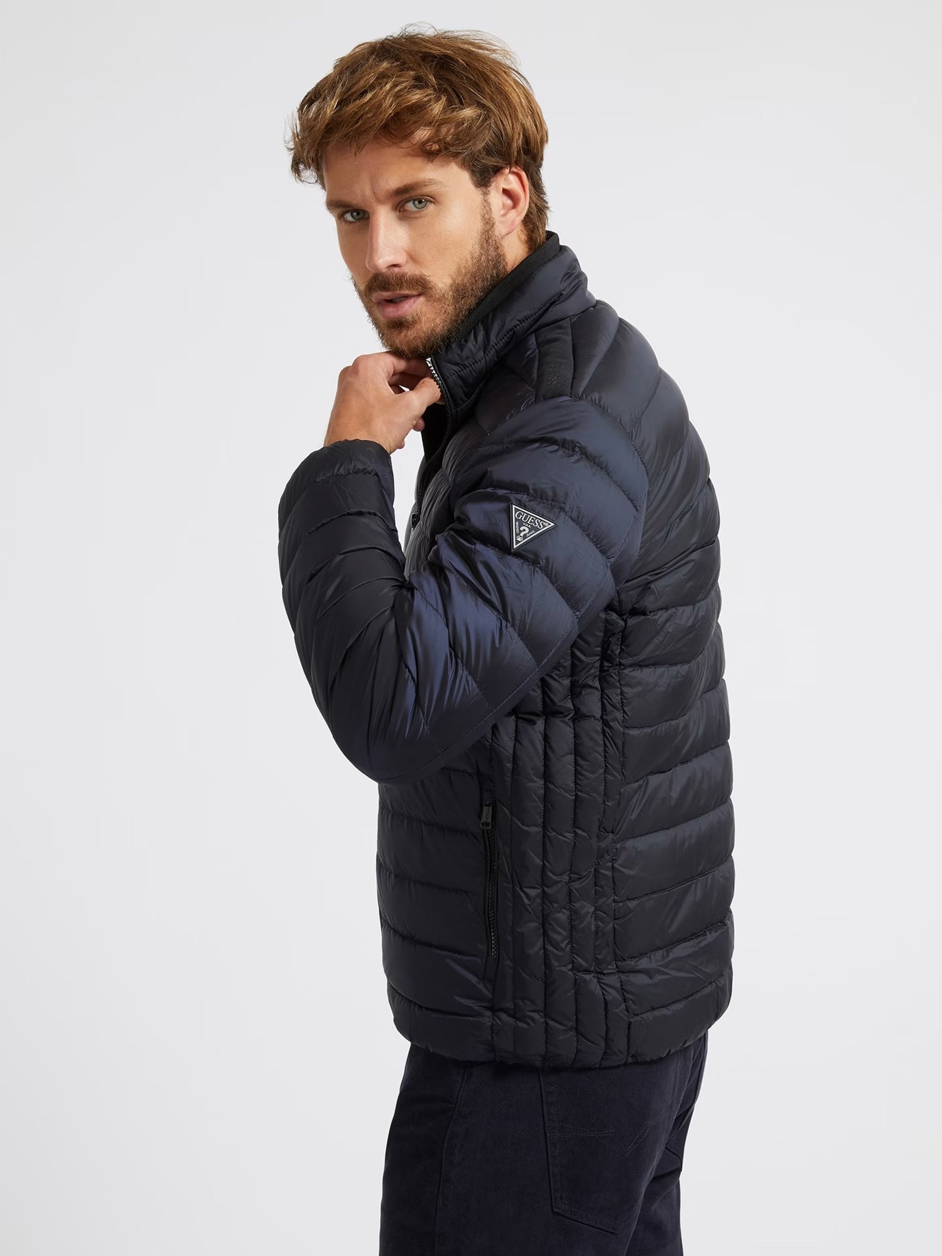 Piumino Blu Regular Fit con Zip e Imbottitura certificata RDS