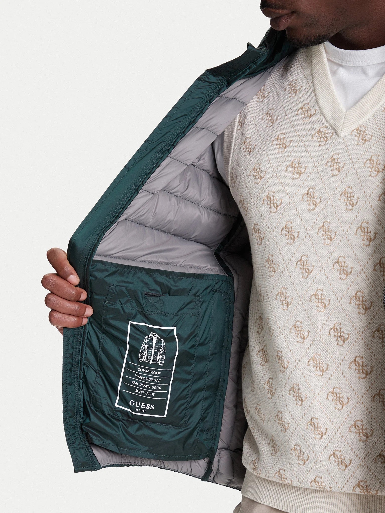 Piumino Verde Regular Fit con Zip e Imbottitura certificata RDS