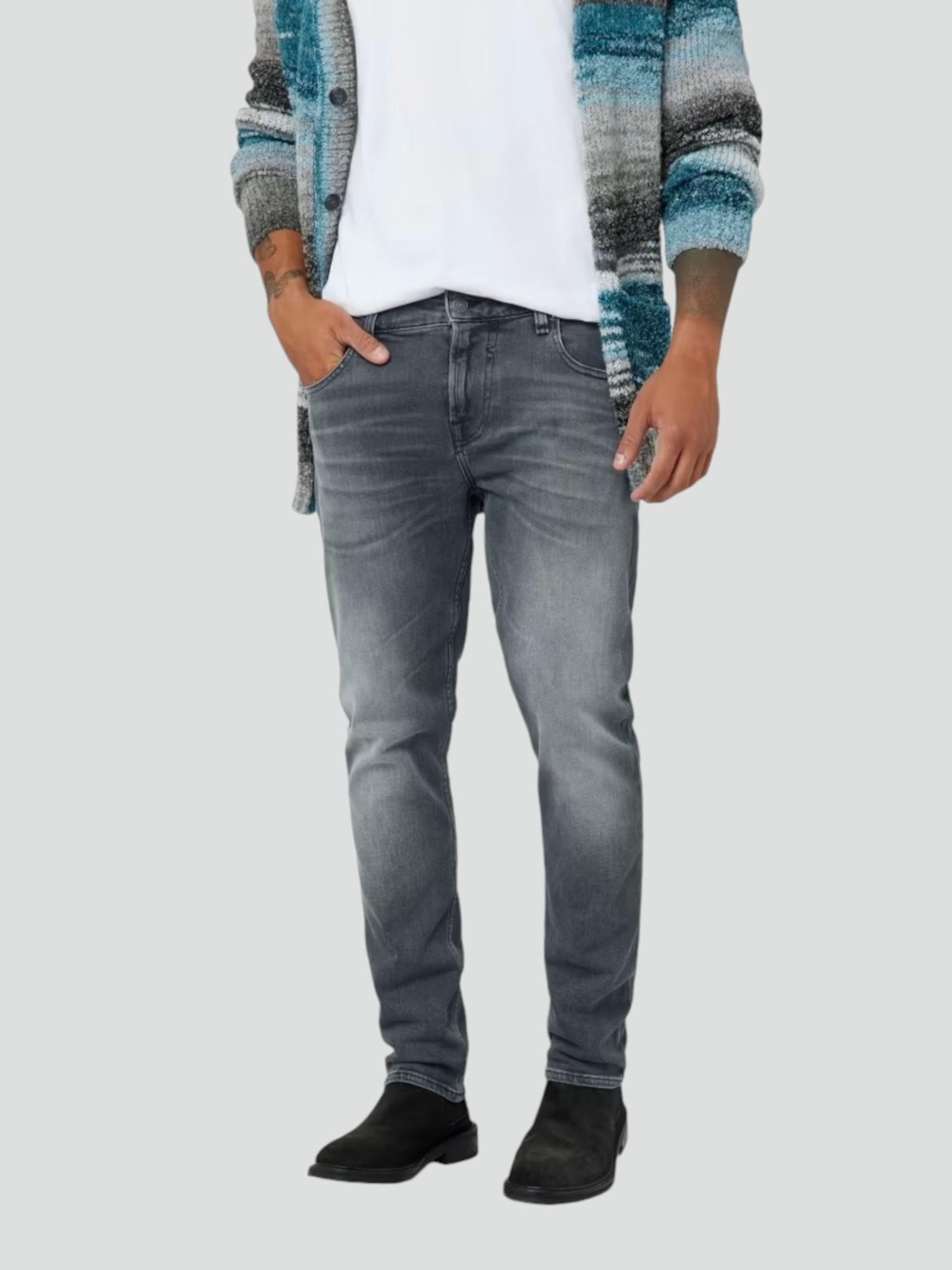 Jeans Uomo "Miami" Grigio Skinny Fit in Misto Cotone