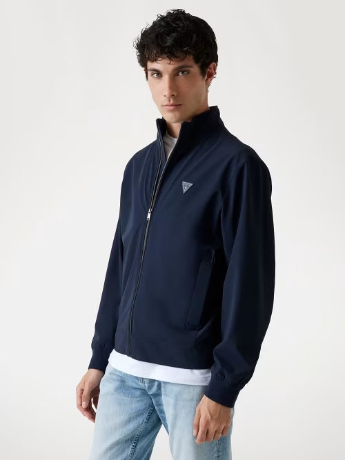 Giubbino "Tech Stretch" Blu Navy Slim Fit in Tessuto Tecnico Antivento