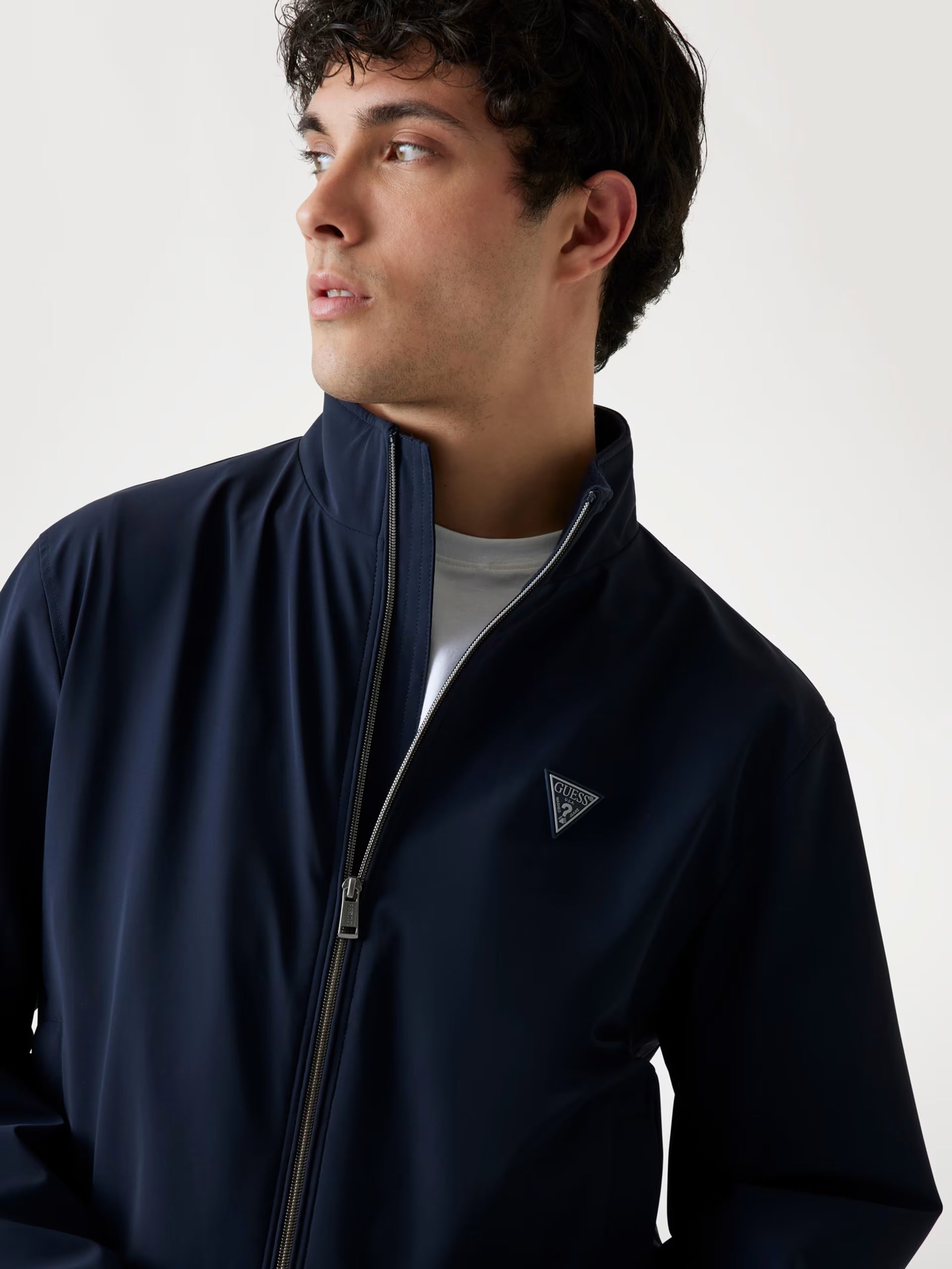 Giubbino "Tech Stretch" Blu Navy Slim Fit in Tessuto Tecnico Antivento