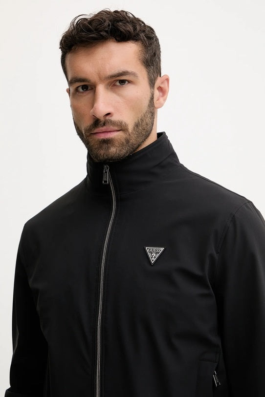 Giubbino "Tech Stretch" nero Slim Fit in Tessuto Tecnico Antivento