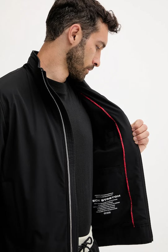 Giubbino "Tech Stretch" nero Slim Fit in Tessuto Tecnico Antivento