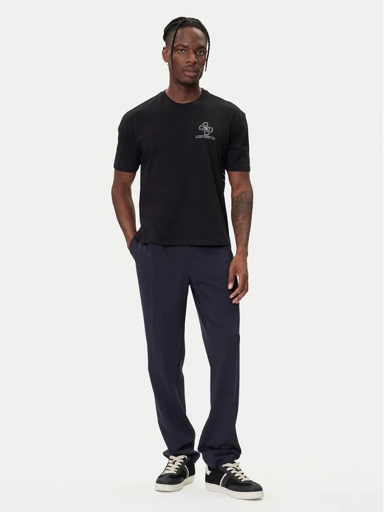 T-shirt Nera da Uomo in Cotone con Maxi Logo bianco
