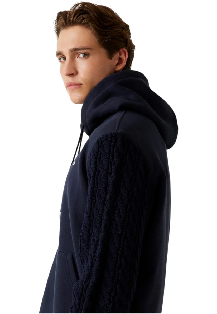 Guess "Contrast Sleeves Hoodie" blu con Cappuccio
