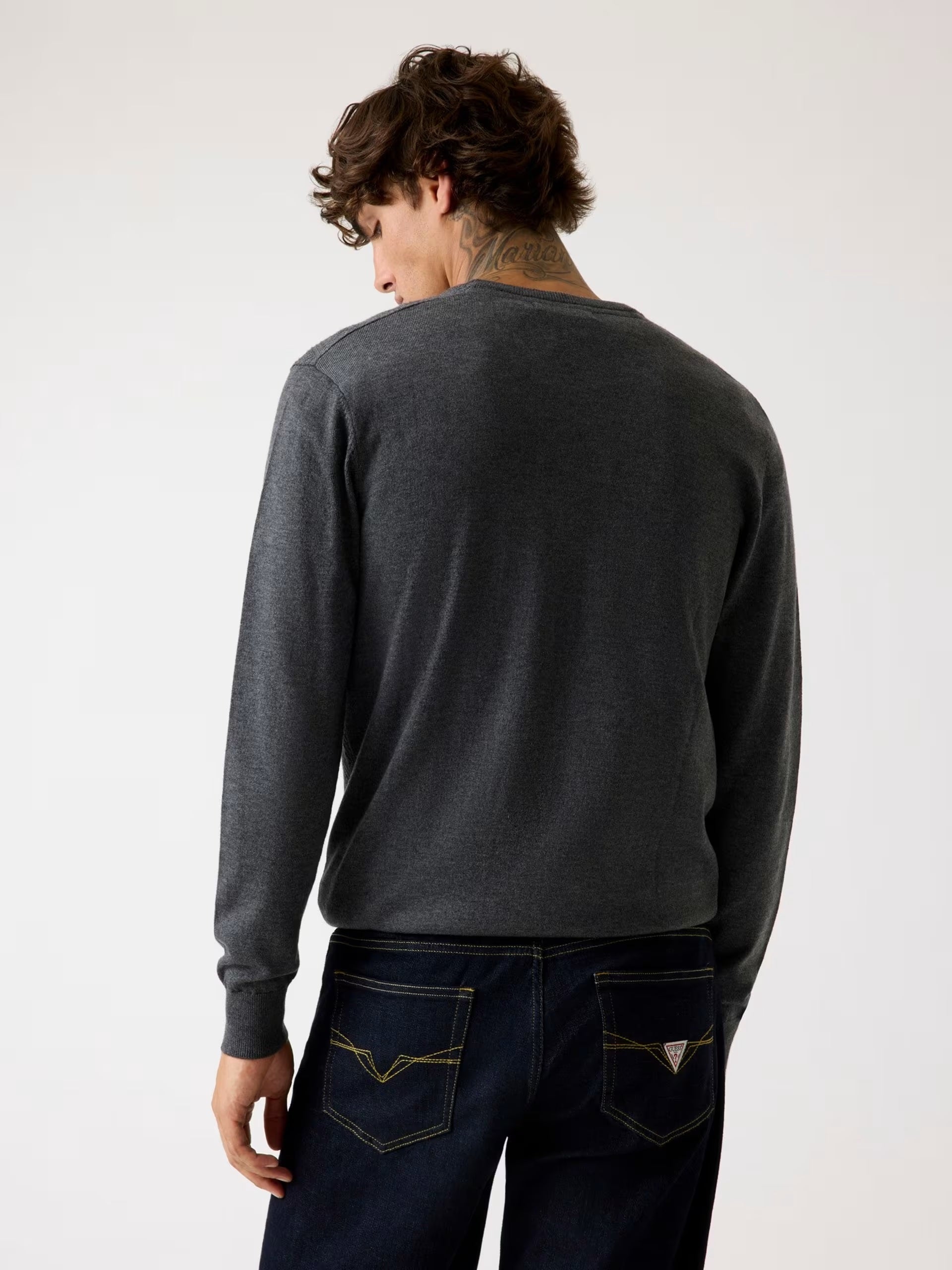 Maglione Uomo "Jamaar" Grigio con Fantasia a Rombi in Misto Lana