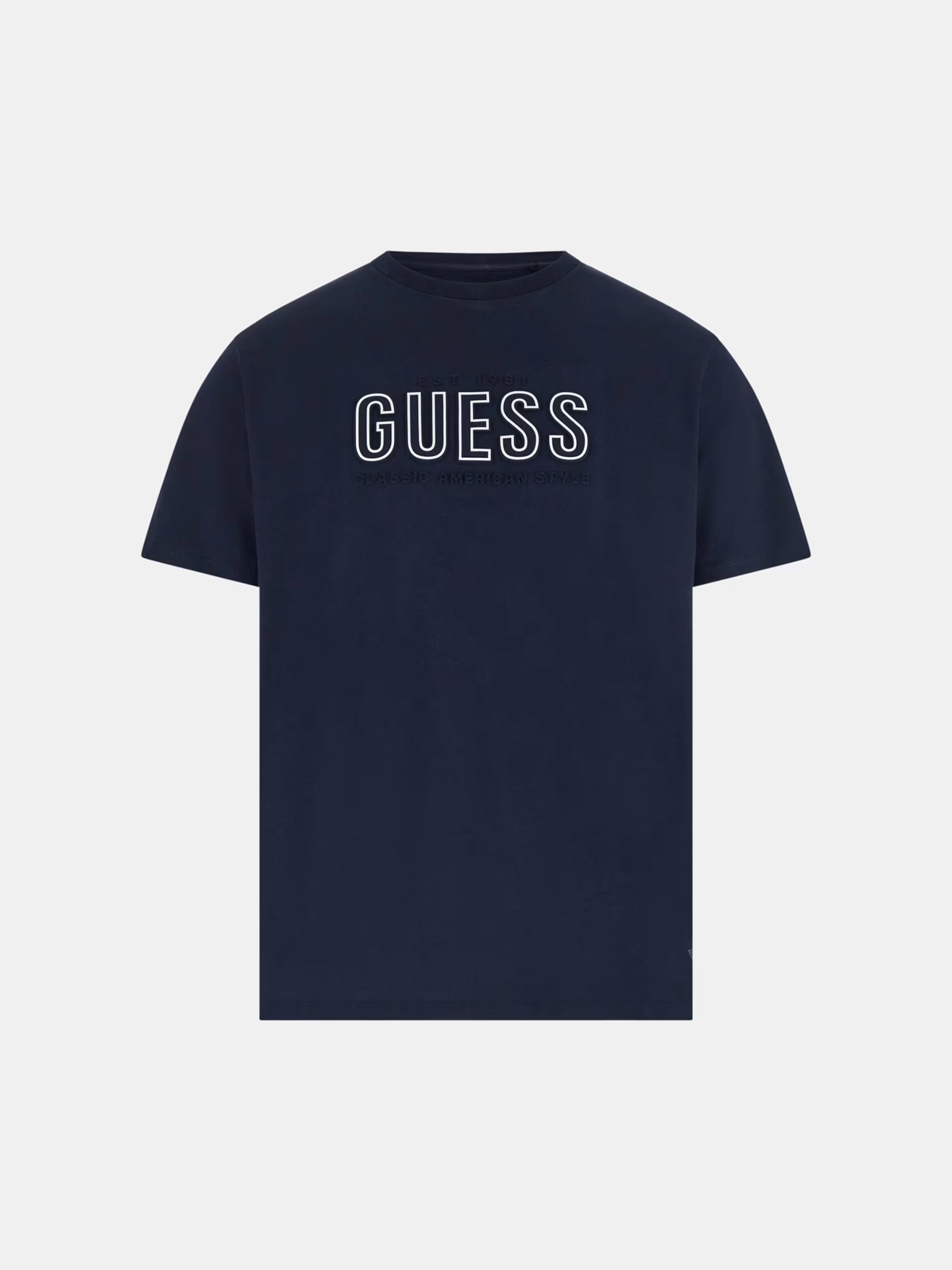 T-shirt blu con Logo Guess a Sbalzo e Vestibilità Regular