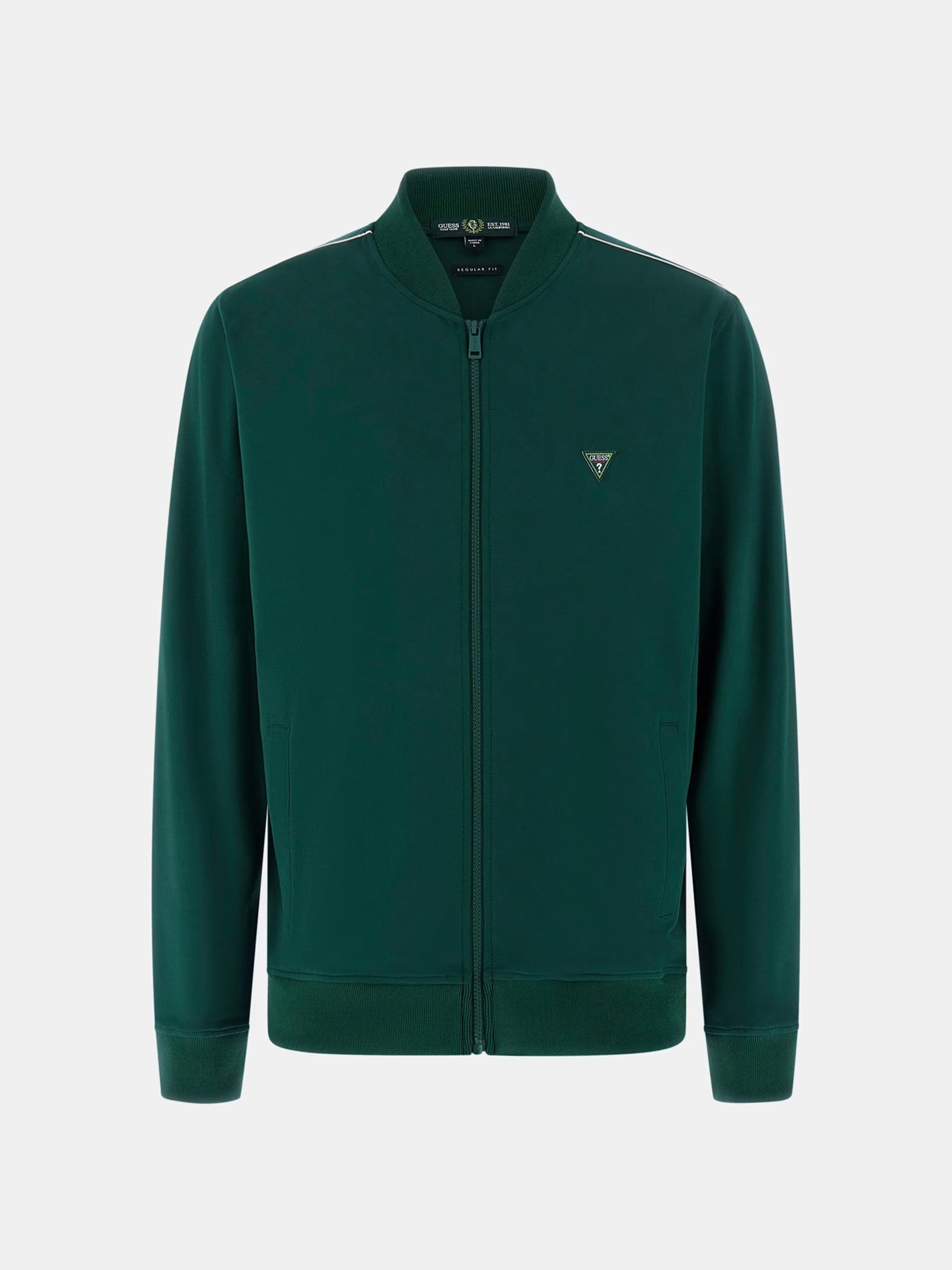 Felpa "Monaco Ponte" Verde con Zip Integrale e Collo in Piedi