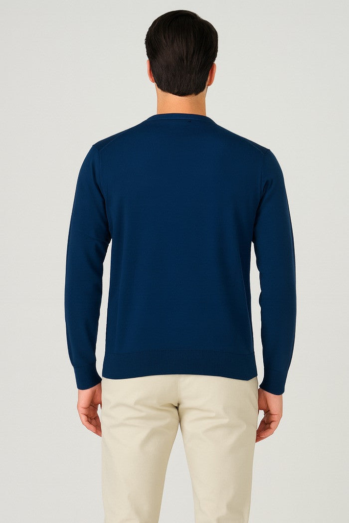 Maglia blu denim in Misto Viscosa Silk Touch